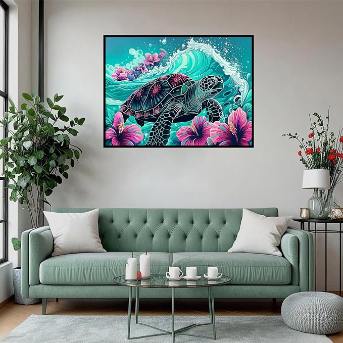 XUCNWL Diamond Art Kits for Adults,Sea Turtle Diamond Painting,16 x 12 Inch