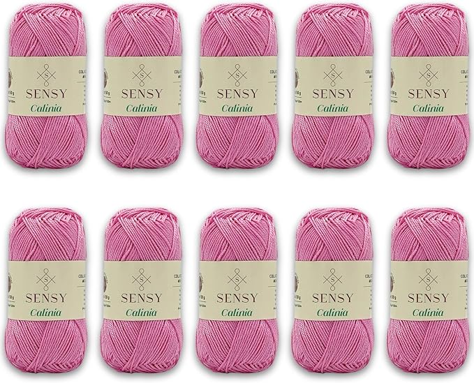 S Sensy Calinia-Mercerized Giza Cotton #2 Fine Yarn 10 Pack Pink 131 Yards