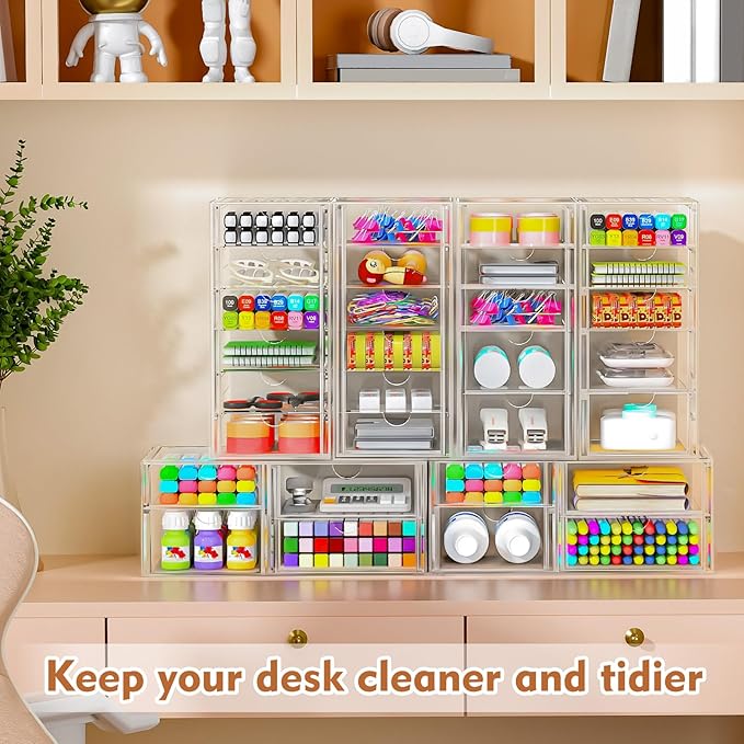 ARSTPEOE Acrylic 13-Drawer Storage & Makeup Organizer for Desk, Bath