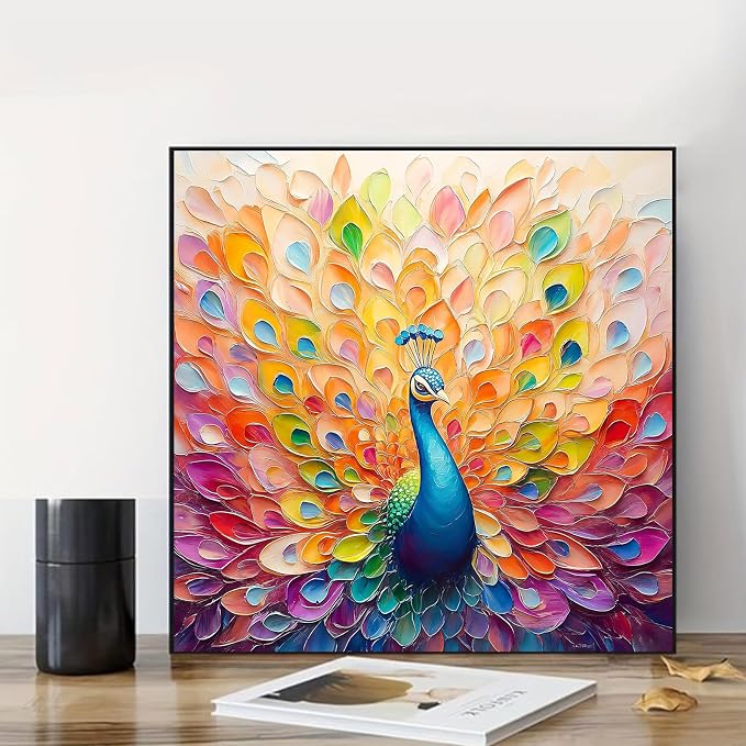 Paint by Number for Adults, Paint by Numbers Kit for Adults 16x16 Inch | Peacock Paint by Numbers Kit for Adults, Acrylic Painting by Numbers, DIY Arts and Crafts for Gifts or Home Decor