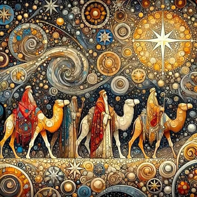 Mosaflare 5D Pilgrimage Diamond Painting Kits for Adults 13.7x13.7 Inch | Camel Caravan Diamond Art for Beginners, DIY Full Round Drill Paint by Diamonds Dot Gem Art for Adult, Home Wall Decor