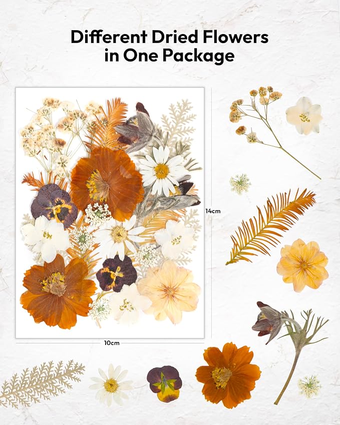 Dried Flowers, Resiners 100Pcs Pressed Flowers for Craft Real Natural Dried Flowers Dry Leaves Kit for DIY Making Crafts Resin Soap Candle Scrapbook Supplies Jewelry Making