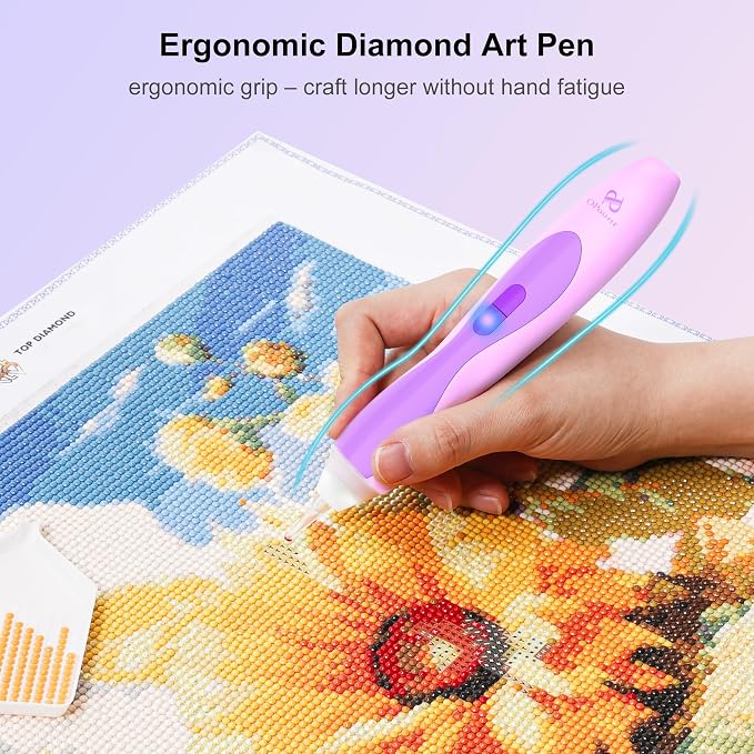 Electric Diamond Art Pen with Light, Diamond Art Tools for Adults, Violet