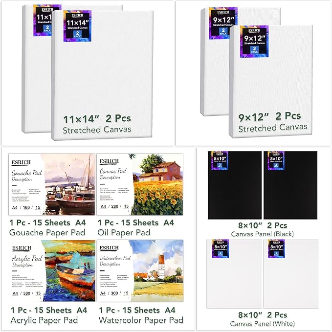 ESRICH 166 Pcs Deluxe Painting Set, Painting Supplies with 96 Paint | Metal and Beech Wood Easel, Oil, Watercolor & Acrylic Paint, Canvas, Paper Pads, 45 Paint Brushes for Adults, Kids, Artists