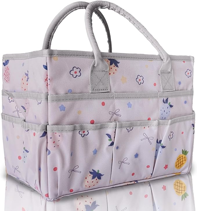 Cupohus Craft Organizer Tote Bag, Pink Fruit Sewing Bag for Art