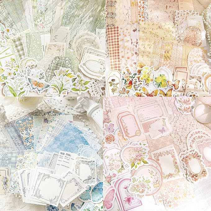 400 Sheets Scrapbook Papers Journaling Stickers Scrapbooking Supplies Kit Junk Journal Supplies Decorative Craft Stickers for Planner, Bullet Journal Collage Card Embellishment Retro Crafts