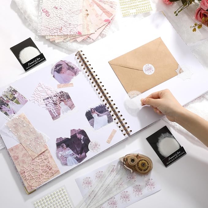 Humyoun Letters to Bride Scrapbook,12 X 12 Inch,Floral,Pink