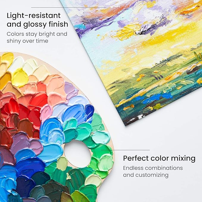 ARTEZA Acrylic Paint Set, 12 Colors, 22 ml / 0.74 oz Tubes, High-Viscosity
