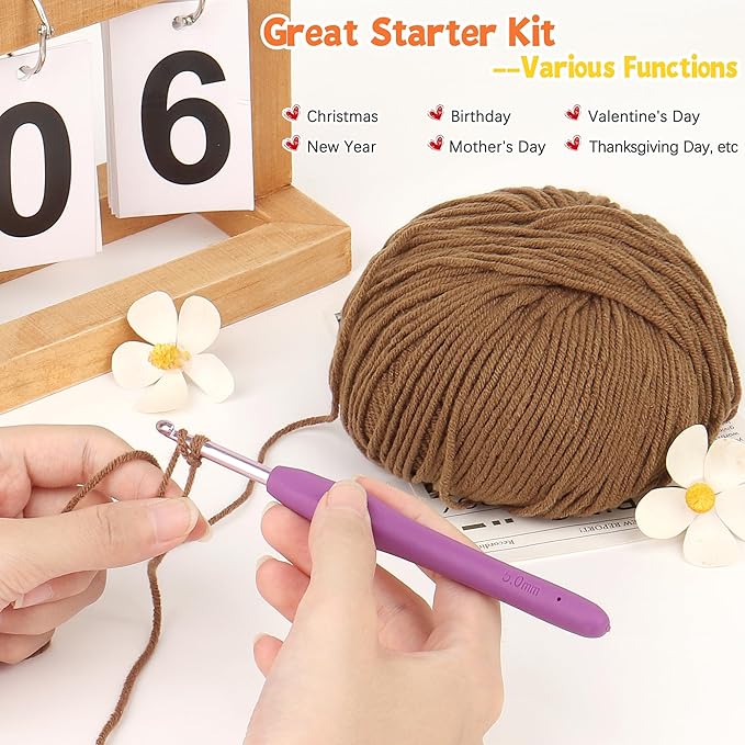 Katech Cotton Acrylic Blend Yarn for Crocheting-Crochet Yarn Set (Brown | 55% Cotton 45% Acrylic#3 DK (Light)-Super Soft Milk Cotton Yarn-Great Crochet and Knitting Starter Kit for Colorful Craft