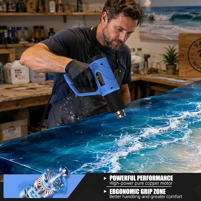 Heat Gun for Crafting,Dual Temperature Control(I: 572℉ & II:1112℉) Heat Gun' for Shrink Tubing, Vinyl And Resin, Fast Heating, Pistola De Calor with 4 Nozzles, Ideal for DIYers and Professional Trades