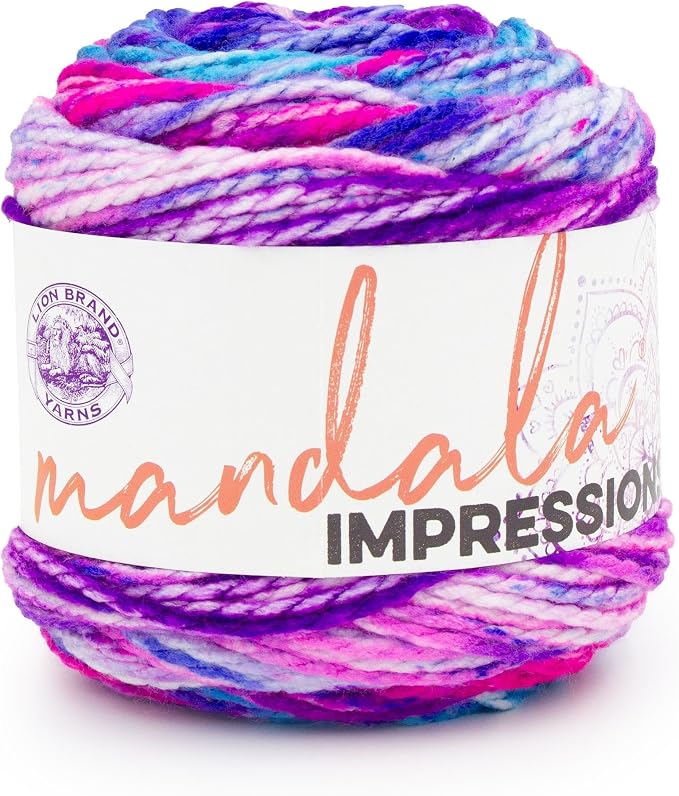 Lion Brand Yarn Mandala Impressions, Multicolor Yarn for Knitting, Crochet and Crafting, Tie Dye, 1 Pack