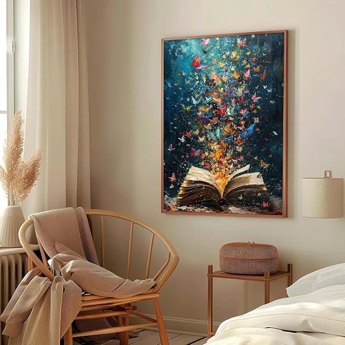 Butterflies Book Paint by Number Framed with Wooden Easel 12x16inch | Adult Paint by Numbers, Book Canvas Paint by Numbers for Adults, DIY Acrylic Adult Paint by Number Kits on Canvas