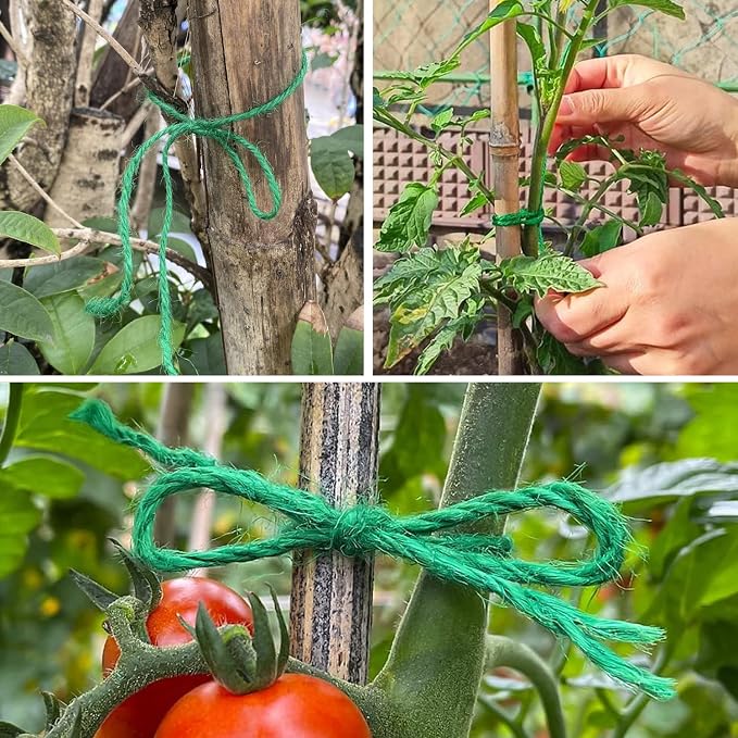 Vanhench 805ft Strong Natural Garden Twine String, Green | For Gardening Climbing Plants Ties, Tomato String Outdoor Floristry Hanging Planter Basket, Christmas Arts Crafts, Greenhouse