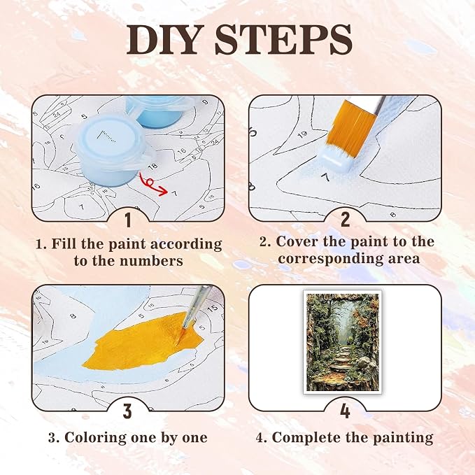 PHANTASYART Misty Forest Path Paint by Numbers Kit for Adults 16x20inch | Paint by Number Adult, Forest Nature Painting by Numbers for Adults, DIY Acrylic Painting Kits for Adults, Home Decor Gift