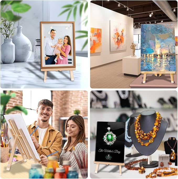 16 Pack 15 Inch Wood Easels, Easel Stand for Painting Canvases and Crafts | Tripod, Painting Party Easel, Kids Student Tabletop Easels for Painting, Portable Canvas Photo Picture Sign Holder
