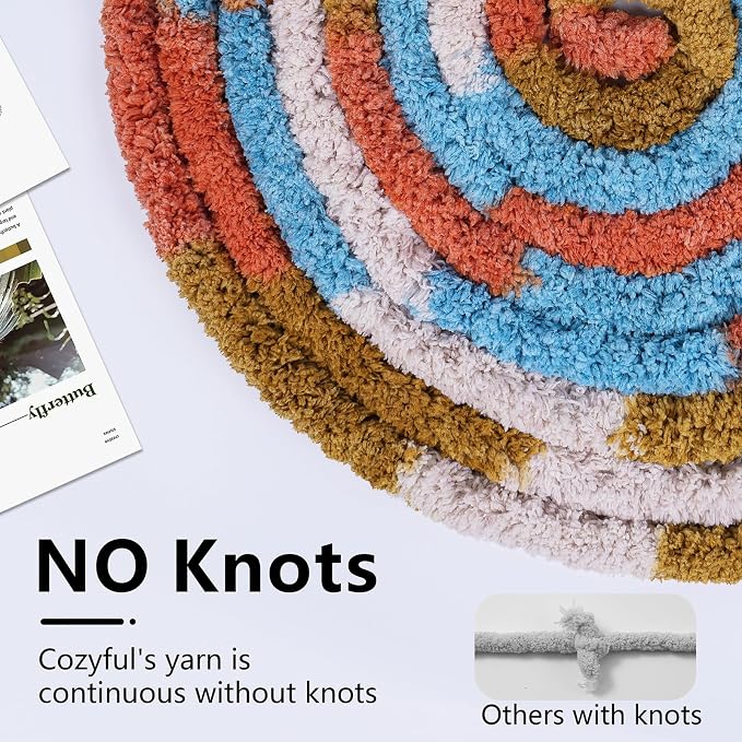 Cozyful Chunky Yarn for Hand Knitting - #10 Chunky Chenille Blanket Yarn, Jumbo Big Thick Chunky Yarns for Crocheting, Tie Dye Bulky Knit Yarns, 8 Skein (20 yds 8 oz Each Skein), Orange&Mustard&Beige