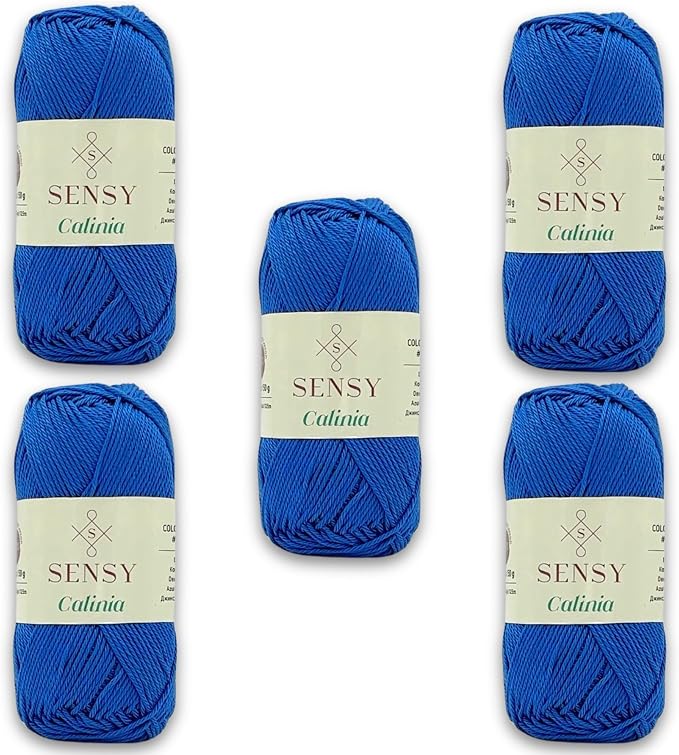 S Sensy Calinia-Mercerized Giza Cotton #2 Fine Yarn 5 Pack Denim 131 Yards