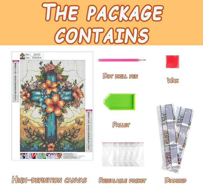 DOTSOPS 5D Religious Theme Diamond Painting Kits for Adults 11.8 x 15.7 in | Cross Diamond Art Kits,Crafts DIY Round Full Drill Painting,Gem Art for Beginner Home Wall Decor Gift