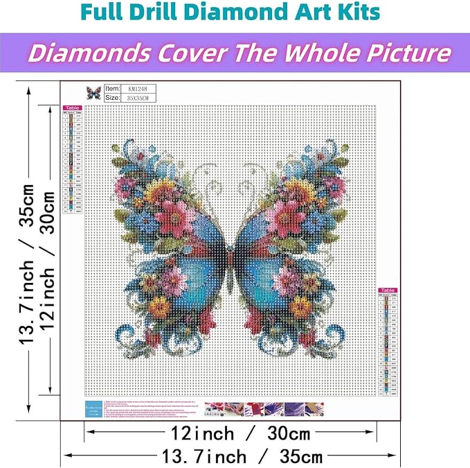 5D Diamond Painting Kits for Adults,Butterfly Diamond Art 13.7X13.7 inch