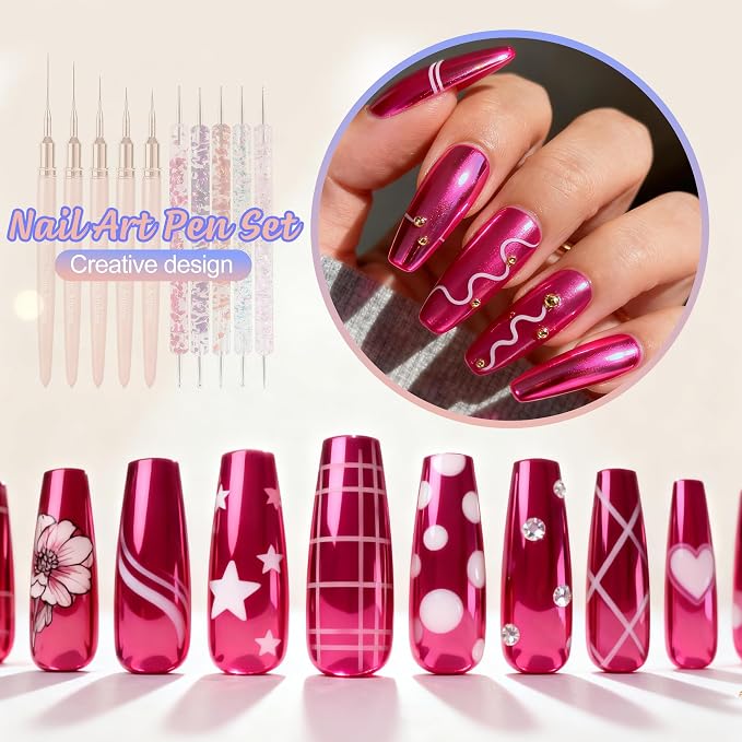 Artdone Nail Art Pens And Brushes Set With Liner Paint Dotting Tools