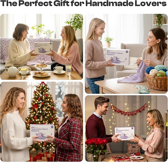 Caydo Automatic i Cord Knitting Machine Pro for Fast DIY Handmade Crafts | Hands-Free Electric Yarn Knitter, Make iCord Flower Handicrafts & Romantic Home Ornament, Ideal Present for Crocheters Purple