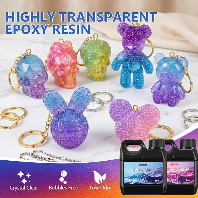 KISREL Epoxy Resin Kit 16OZ with 3D Molds, Electric Drill, Color Dyes Tools | Pigments & Craft Tools, Electric Hand Drill for Jewelry, Resin, Plastic, Great for jewelry, resin art & DIY gifts