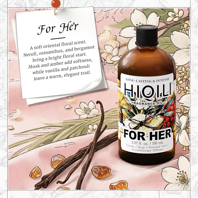 HIQILI for Her Fragrance Oil for Candle Making, Bath Bombs, Soap Making Supplies, Add to Body Lotion, Women Scented Oil - 5.07 Fl Oz (Pack of 1)