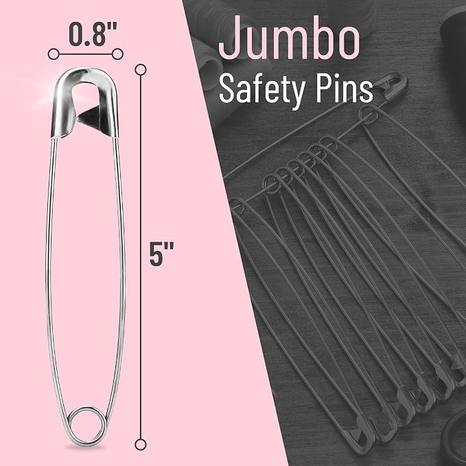 Mr. Pen- Extra Large Safety Pins, 5 Inch, 10 Pack, Silver