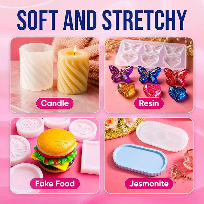 Craft Resin Fast-Curing Soft Silicone Mold Making Kit, Shore 15A – 34 oz