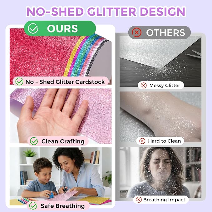 Koogel 36Sheets Glitter Cardstock, 8.27" x 11.7" (A4 Size) 18 Colors