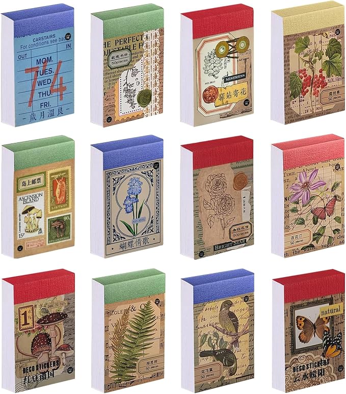12 Sets 600 Pcs Washi Stickers Aesthetic Sticker Book