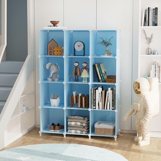 AWTATOS 12 Cube Storage Organizer, Closet Organizers Storage Shelves, Blue