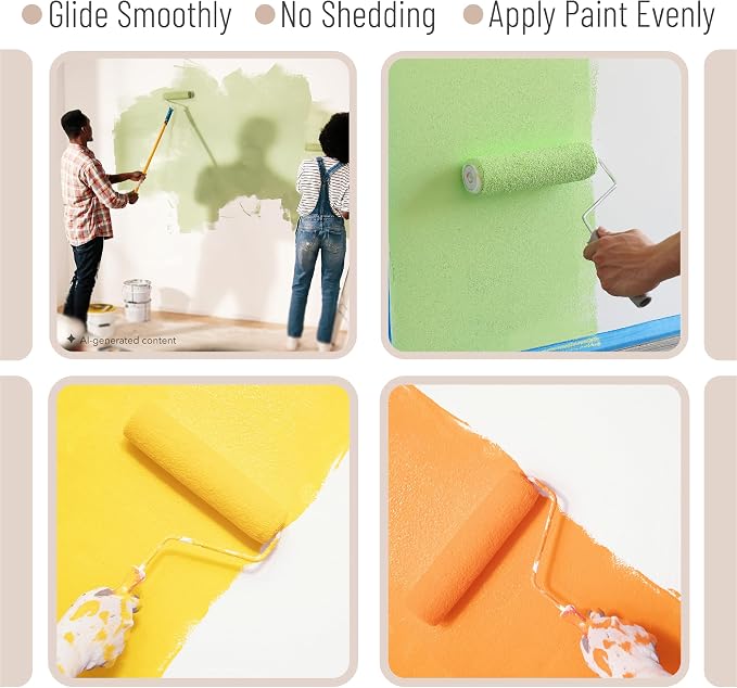 Bates- Paint Tray Set, Paint Roller Kit, 11 pcs, 9" & 4" Rollers, Small Roller, Trays & Covers for House Painting Supplies