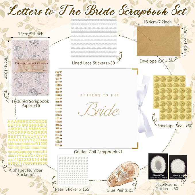 Humyoun Letters to Bride Scrapbook,12 X 12 Inch,Classic,White
