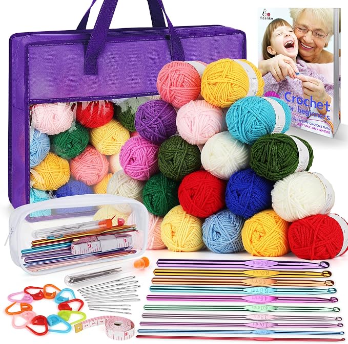 Aeelike Crochet Kit for Beginners Adults, Complete Crochet Set, Purple