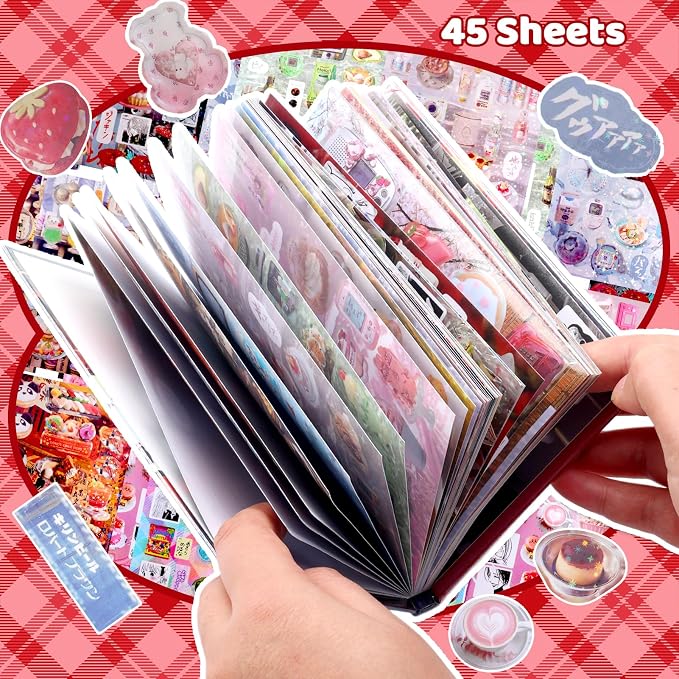 Tmtains 45 Sheets Japanese Manga Style Sticker Book 800+Pcs Heisei Retro Romantic Memory Series Manga Books Style Korean Sticker Aesthetic Japanese Stickers Book for Adults Valentine Gifts (Nebula)