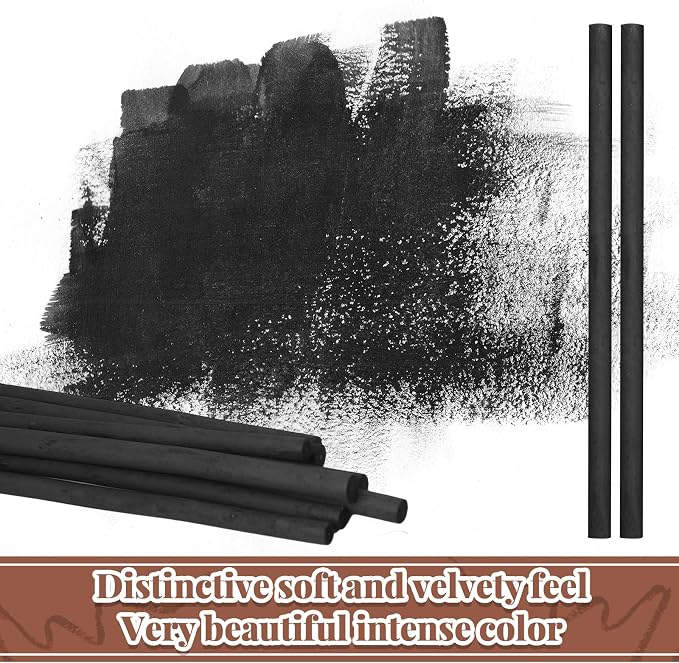 Gueevin 200 Pcs Soft Willow Charcoal Sticks Drawing,5-7mm | For Artists Beginners Students, Vine Charcoal Bulk for Sketching Shading Fine Art, Assorted Sizes, Back to School Gifts