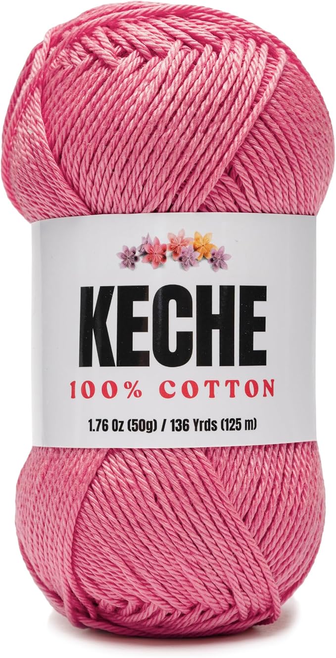 Cotton Yarn - 100% Cotton Yarn for Crocheting and Knitting, Mercerized Cotton Amigurumi Yarn Fine-Sport 2 1.76 oz (50g) / 136 Yrds (125 m) - Rose Pink