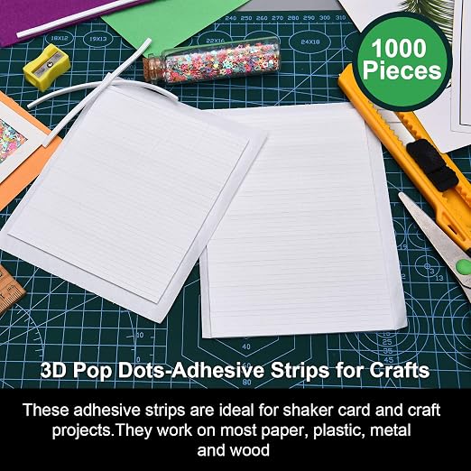 Outus 1000 Pcs Foam Strips with Adhesive, Double Sided Foam Tapes, 3.9 Inch