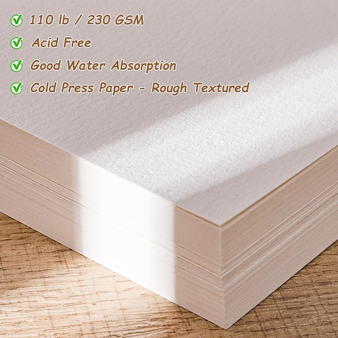 80 Sheets Square Watercolor Paper 4 x 4 Inch, White Water Color Paper