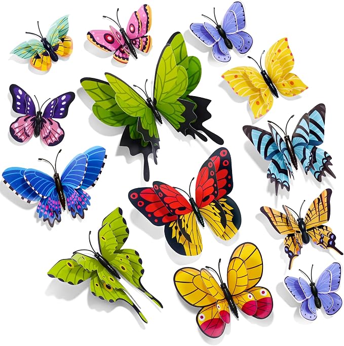 SAOROPEB 3D Butterfly Wall Decor, 24 Pcs Cottagecore Butterfly Decorations