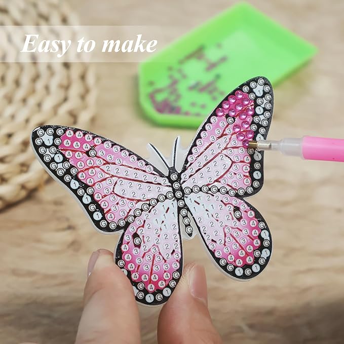 Vcekract 8Pcs Butterfly Diamond Art Kits for Adults, DIY Garden Decor