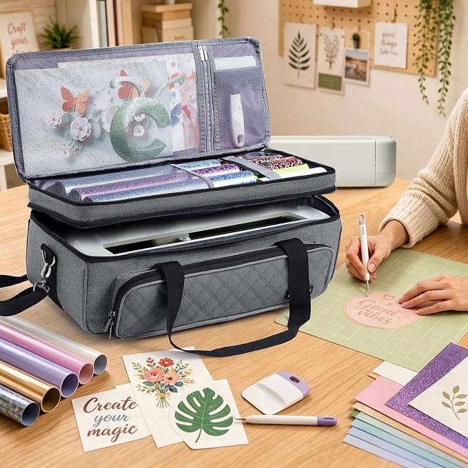 Double Layer Carrying Case with Cutting Mat Pocket & Accessories Storage