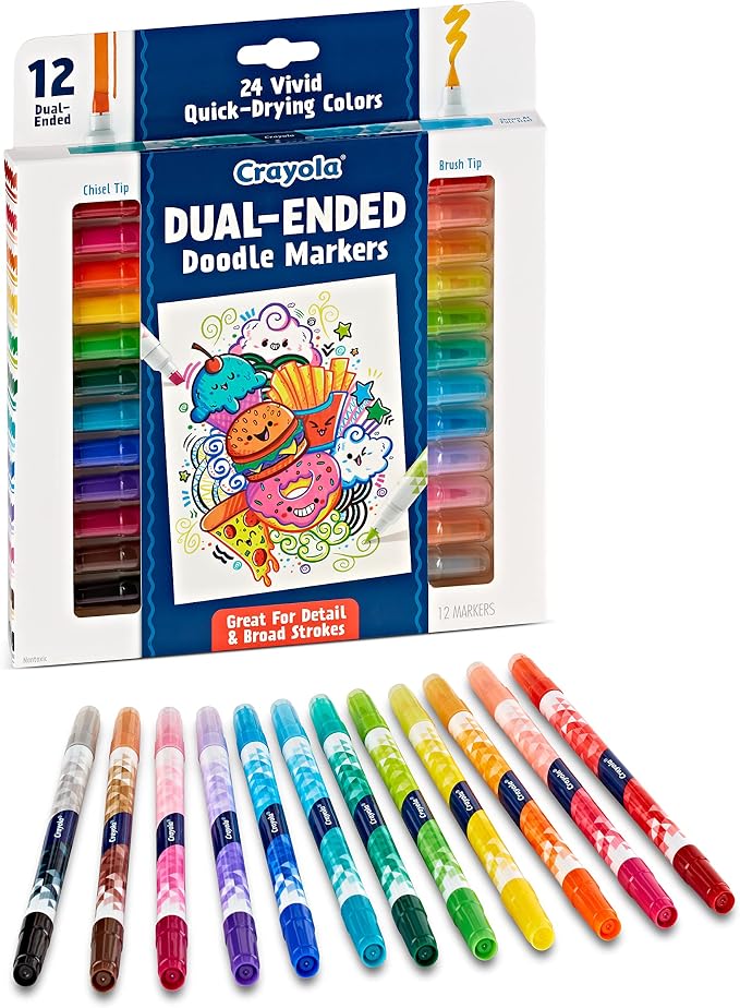 Crayola Dual Chisel Tip & Brush Markers (12ct), Markers for Adults, Art Marker Set, Coloring Supplies, Gifts for Teens & Adults