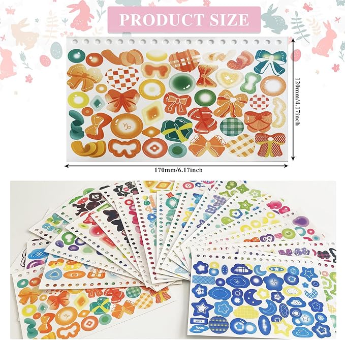 2500PCS Kpop Photocard Stickers Book - Glitter, Butterfly, Heart, Ribbons Deco Stickers for Kids, Girls, Boys