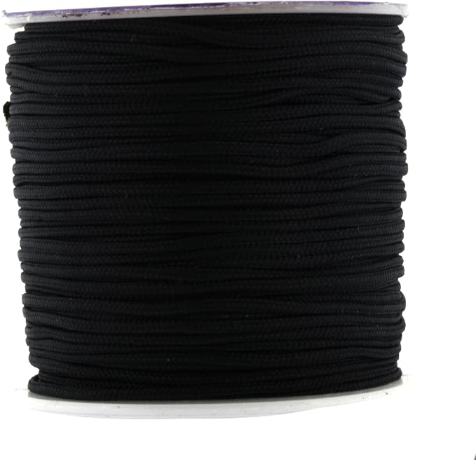 Mandala Crafts 1.5mm Black Rattail Nylon Satin Cord for Jewelry Making