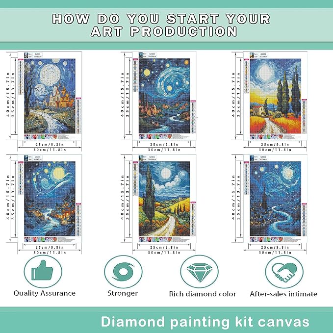 Leatrice 6 PCS Van Gogh Landscape Diamond Art Kits for Adults