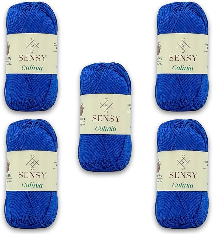 S Sensy Calinia-Mercerized Giza Cotton Amigurumi Yarn 5 Pack Blue 131 Yards