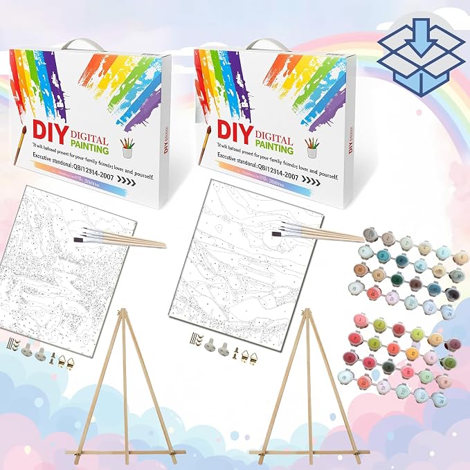 BAISITE Paint by Numbers Kit for Adults Beginners,16" Wx20 L 2 Pack Canvas for Painting Kits for Adults in Colorful Box 1112 Already Framed