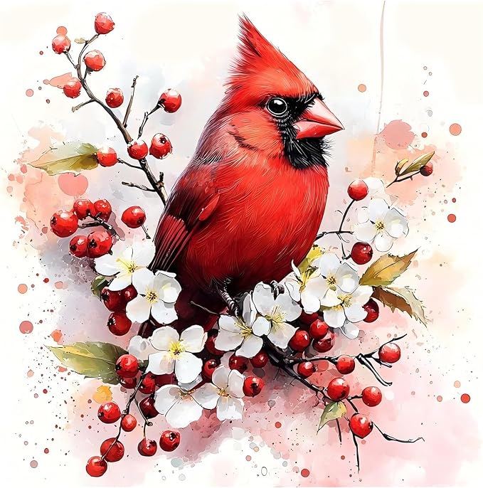 CRZMODE Cardinal Paint by Numbers Kit for Adults, Cardinal Paint by Numbers for Adults, Acrylic Painting Crafts for Home Decor Gift (16x16inch)